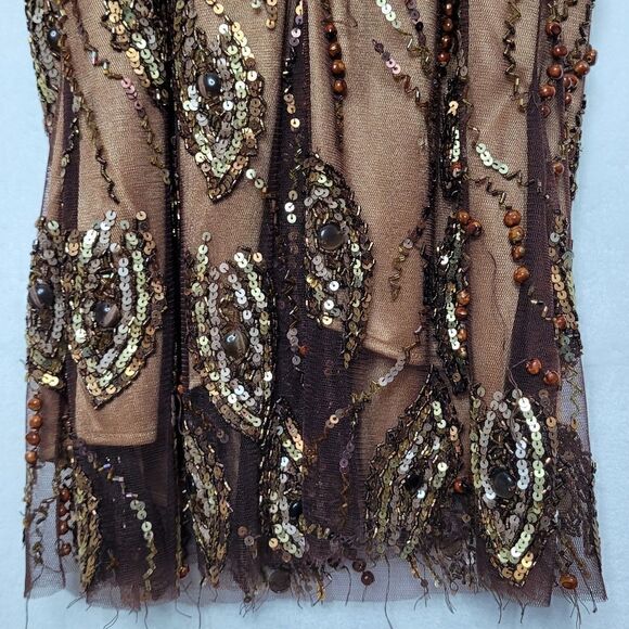 Sherry Haute Couture Beaded Sequin Mini Dress Size 6 - Picture 8 of 14
